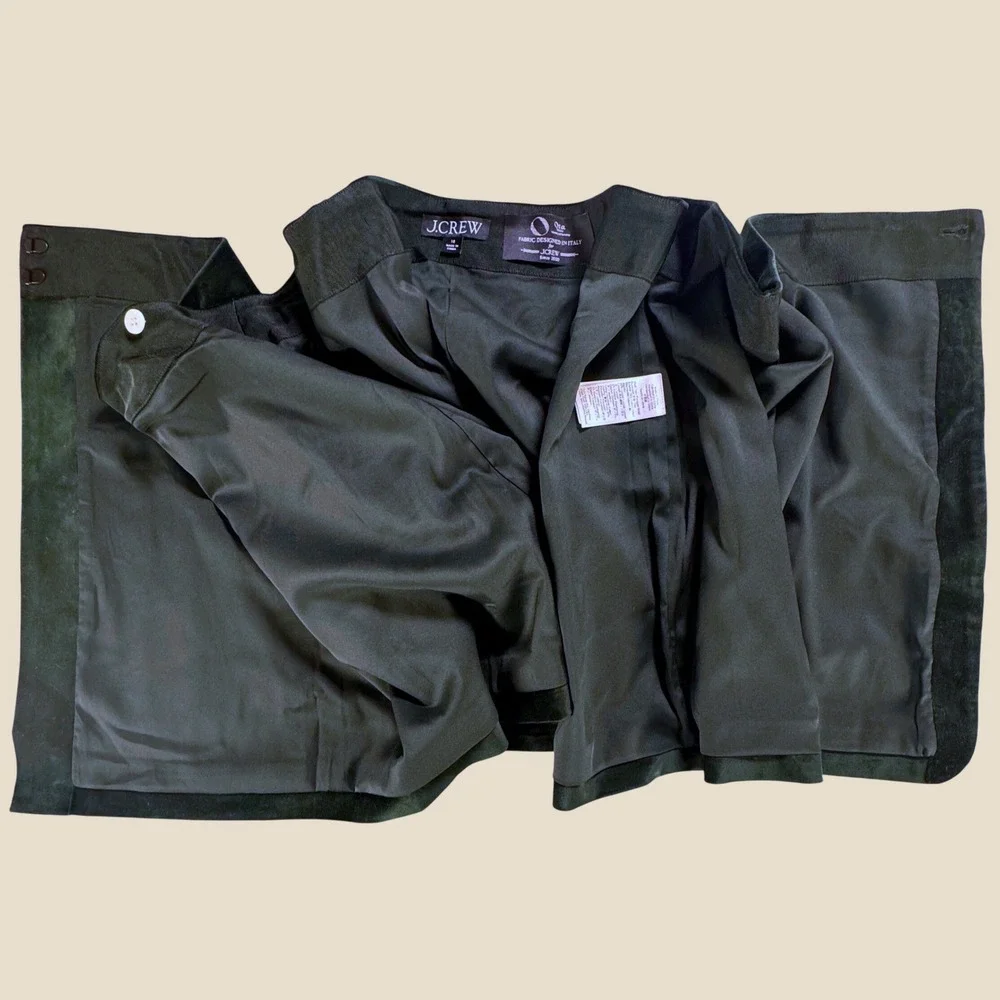 J.Crew Velvet Wrap Mini Skirt Womens 18 Dark Forest Green Holiday Ora Tessuti